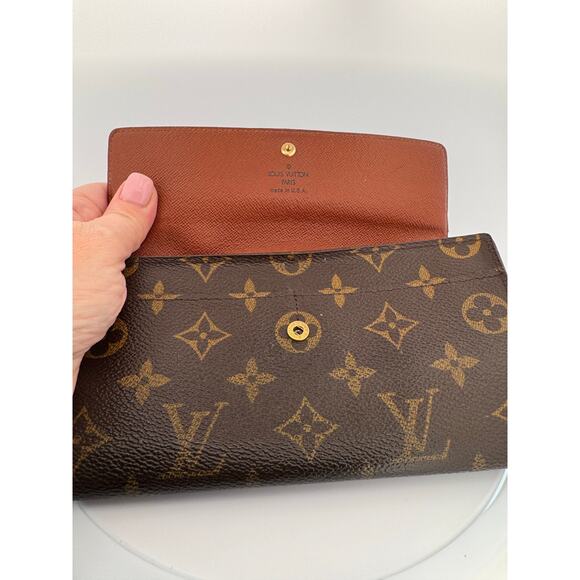 Louis Vuitton Monogram Canvas Sarah Long Wallet with Gold Snap & Chain - Picture 5 of 8